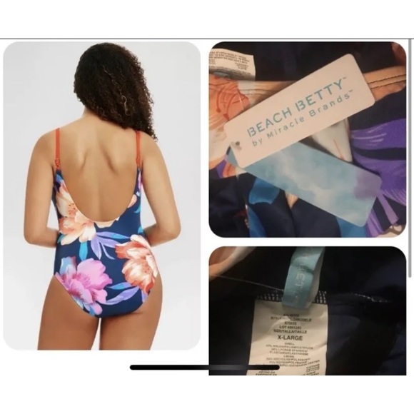 Beach Betty by Miracle Brands One-Piece Swimsuit XL *NWT* - Picture 2 of 2